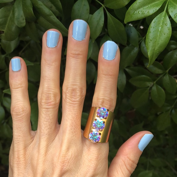 Gold Aurora Borealis Boho Crystal Statement Ring - Picture 6 of 9